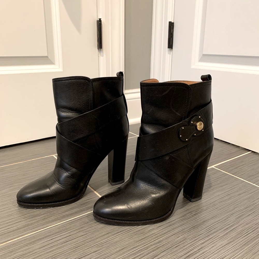 Black leather Ralph Lauren booties. Sexy!!  Excellent condition.